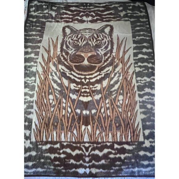Chatham North Star Vintage Tiger Jungle Safari Reversible Blanket Throw 78x61 - Picture 5 of 7